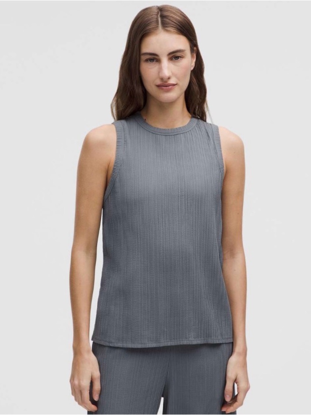 Pleated stretch Tank Top - solar Gray